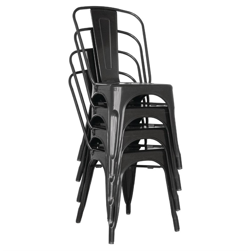 Stahlstühle Stella in Schwarz Grau Silber Restaurantstühle Hotelmöbel Stuhl-ING10700.1