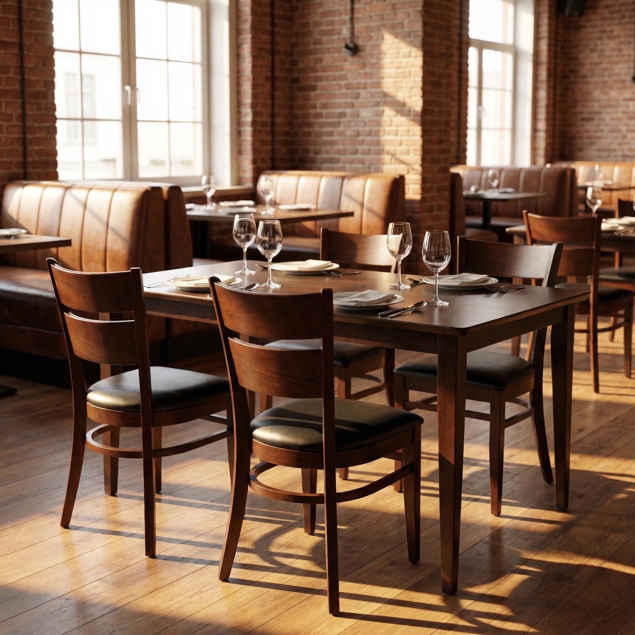 1+4 set echt hout 120x75cm Grace restaurantstoelen hotel bistrotafels