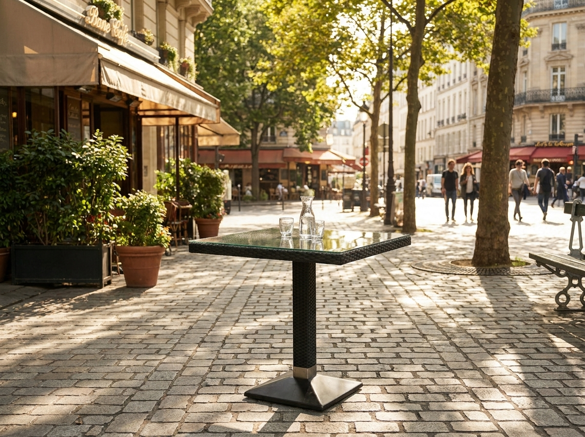 Verona tafel 70x70cm polyrattan donkerbruin
