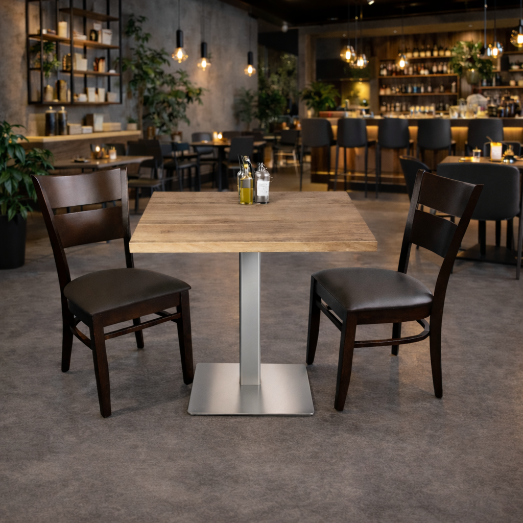 1+2 Restaurant Set 60x60cm Grace Hotel Bistro Tafelpoot Stoelen Gastronomie Meubilair