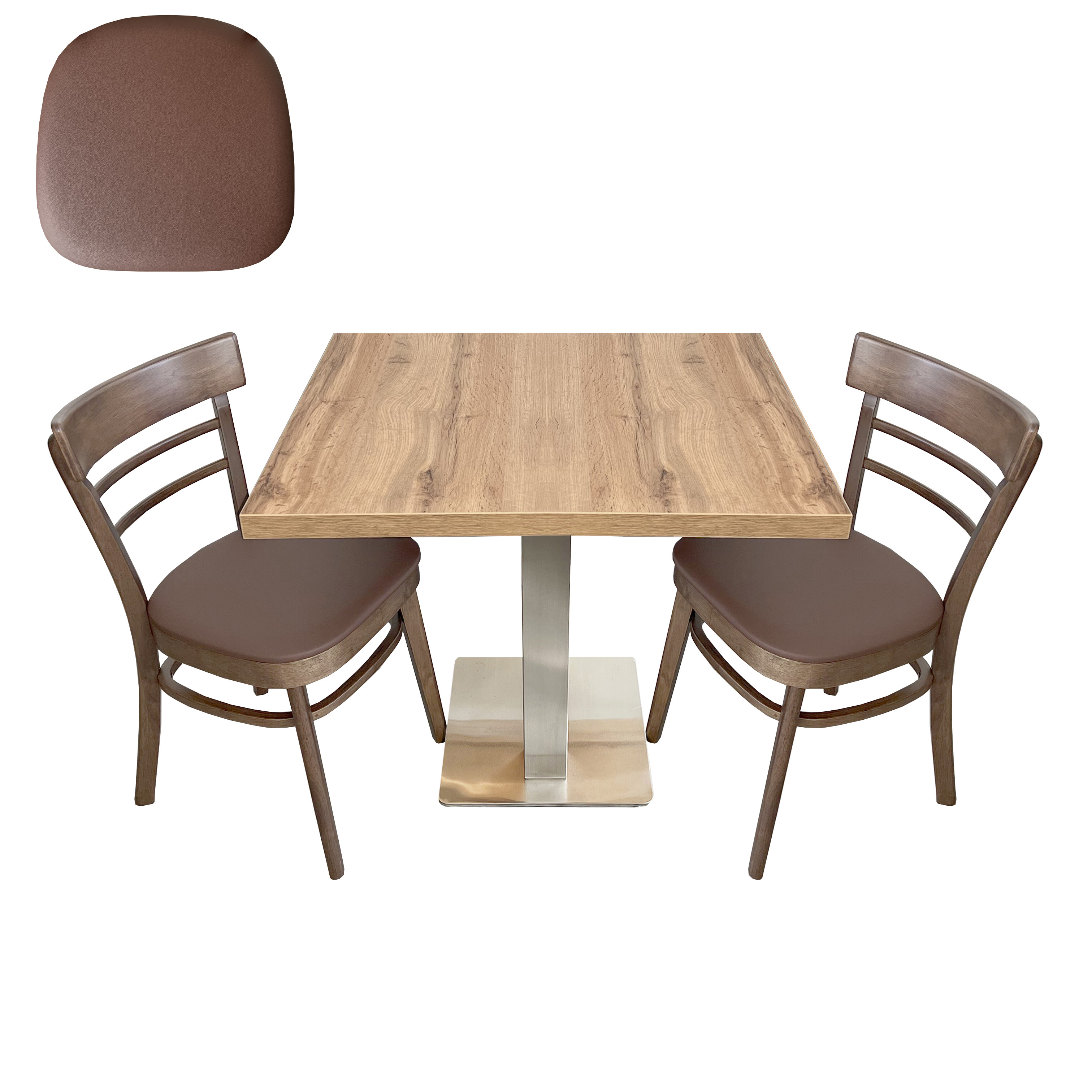 1+2 Gastronomie Möbel Set 80x80cm Stuhl Emma Cocoa Rot Kunstleder-ING10692 1+2 Gastronomie Möbel Set 80x80cm Stuhl Emma Cocoa Rot Kunstleder-ING10692