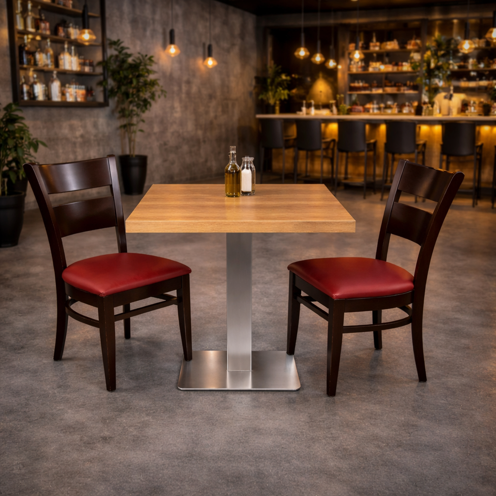 1+2 Restaurant Set 60x60cm Grace Hotel Bistro Tafelpoot Stoelen Gastronomie Meubilair