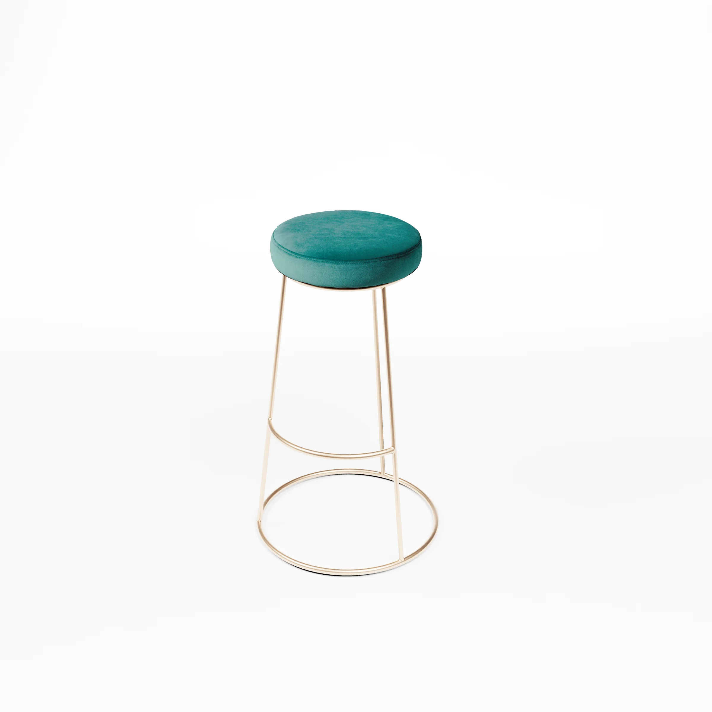Barhocker Iconic Rose Gold mit Sitzpolster Samt Grün