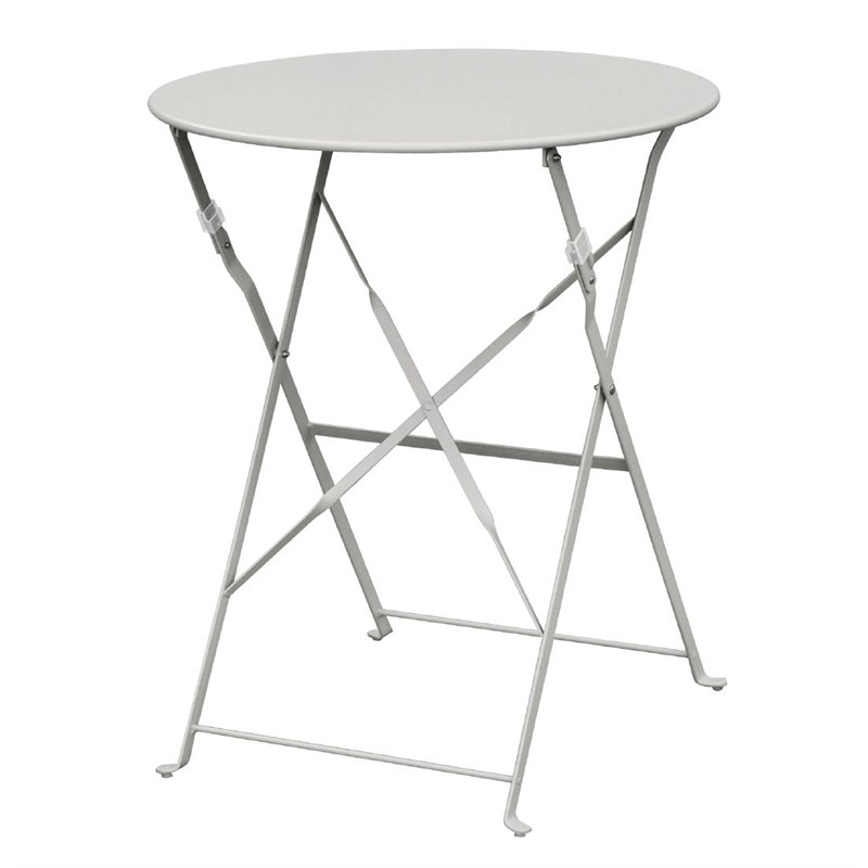 Outdoor Bistro Tisch 59,5cm Rund Grau Stahl - Geneve klappbar