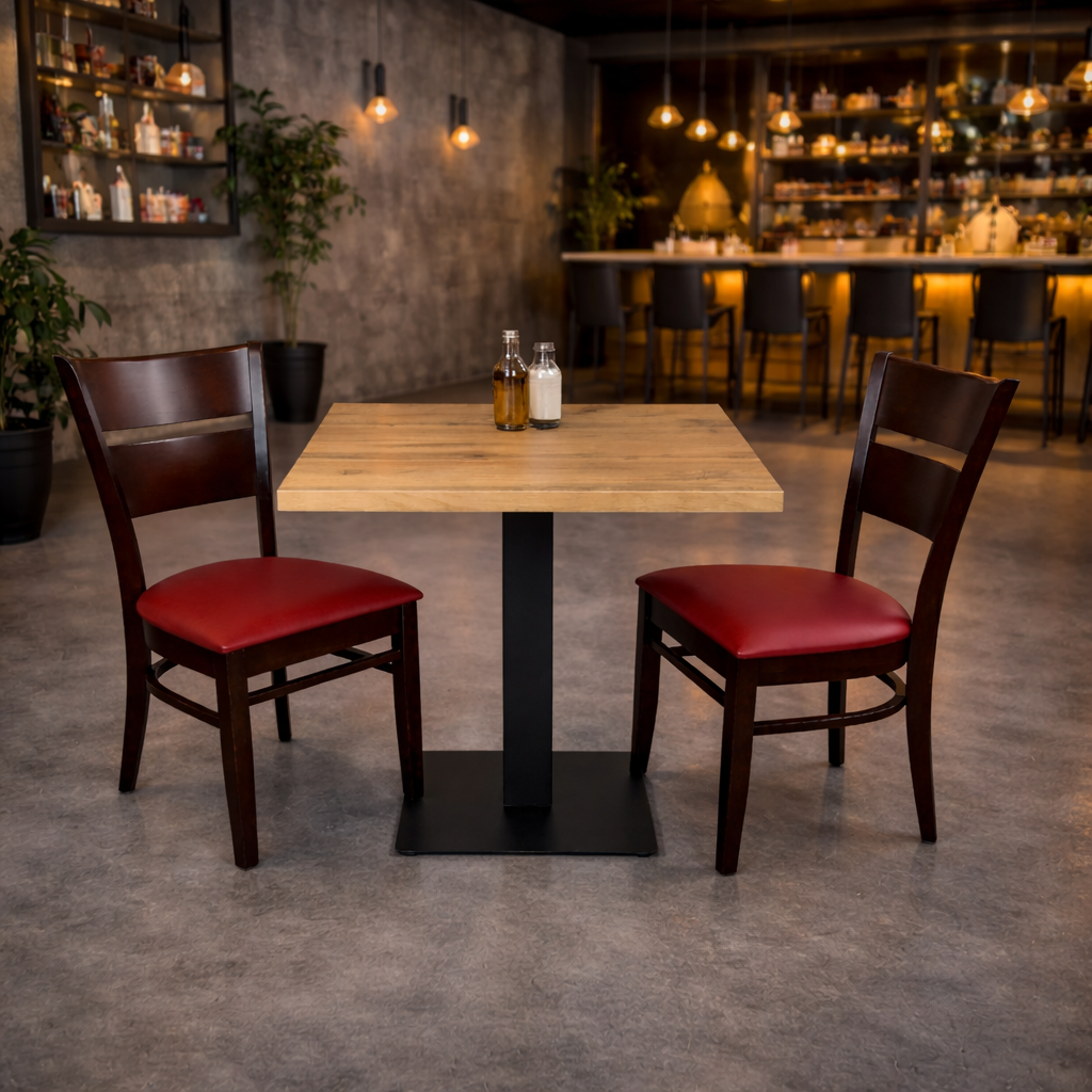 1+2 Restaurant Set 60x60cm Grace Hotel Bistro Tafelpoot Stoelen Gastronomie Meubilair