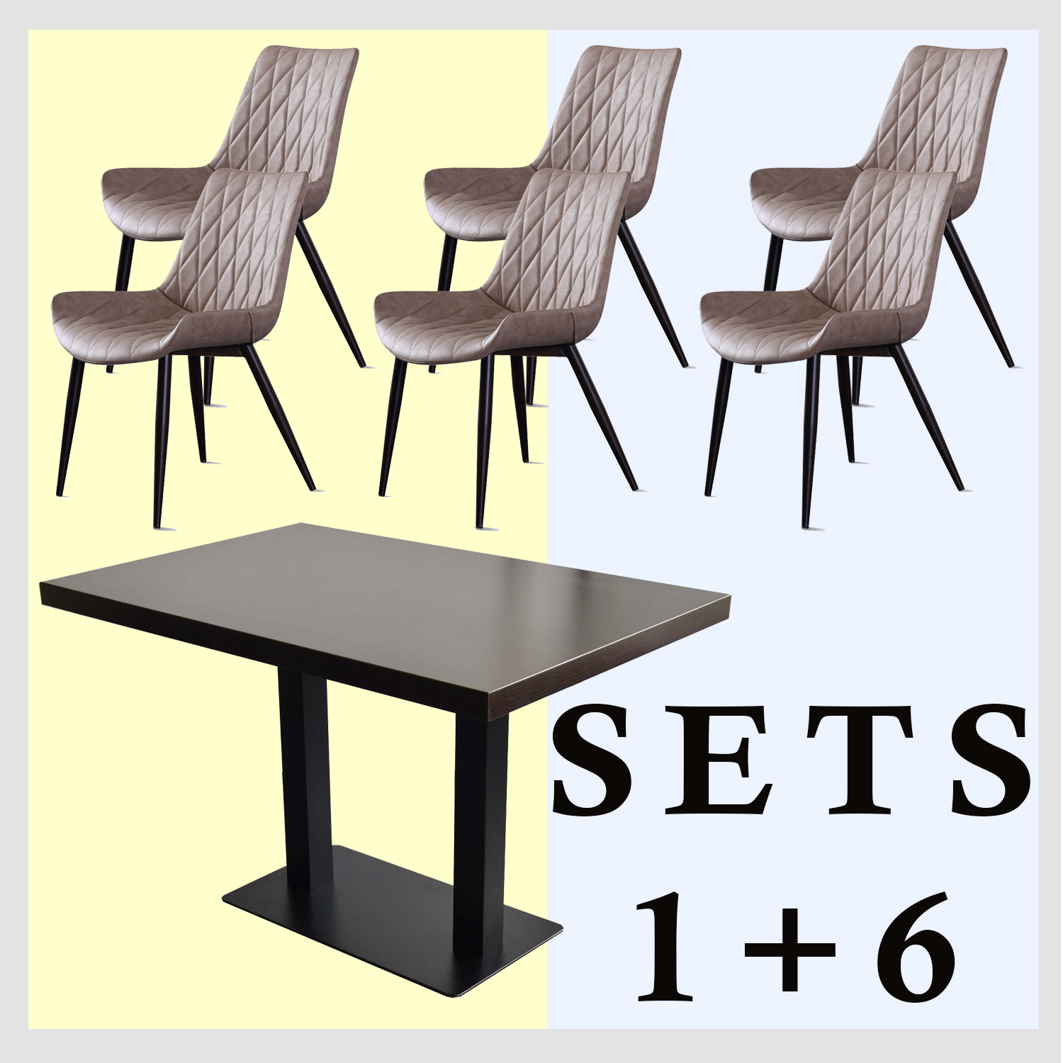 1+6 Garnitur 120x80cm Scarlet Hellbraun Restaurant Stühle Hotel Tisch-SW10374 1+6 Garnitur 120x80cm Scarlet Hellbraun Restaurant Stühle Hotel Tisch-SW10374