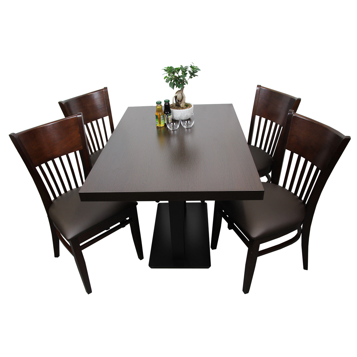 1+4 Garnitur 120x80cm Vera Braun Restaurant Stühle Hotel Bistro Tische-SW10210 1+4 Garnitur 120x80cm Vera Braun Restaurant Stühle Hotel Bistro Tische-SW10210