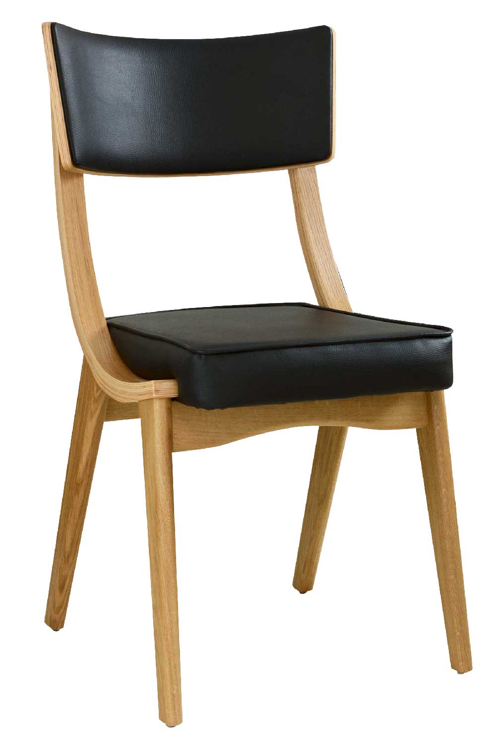 Restaurant bistrostoel massief hout Karabag stoelbekleding kunstleer zwart