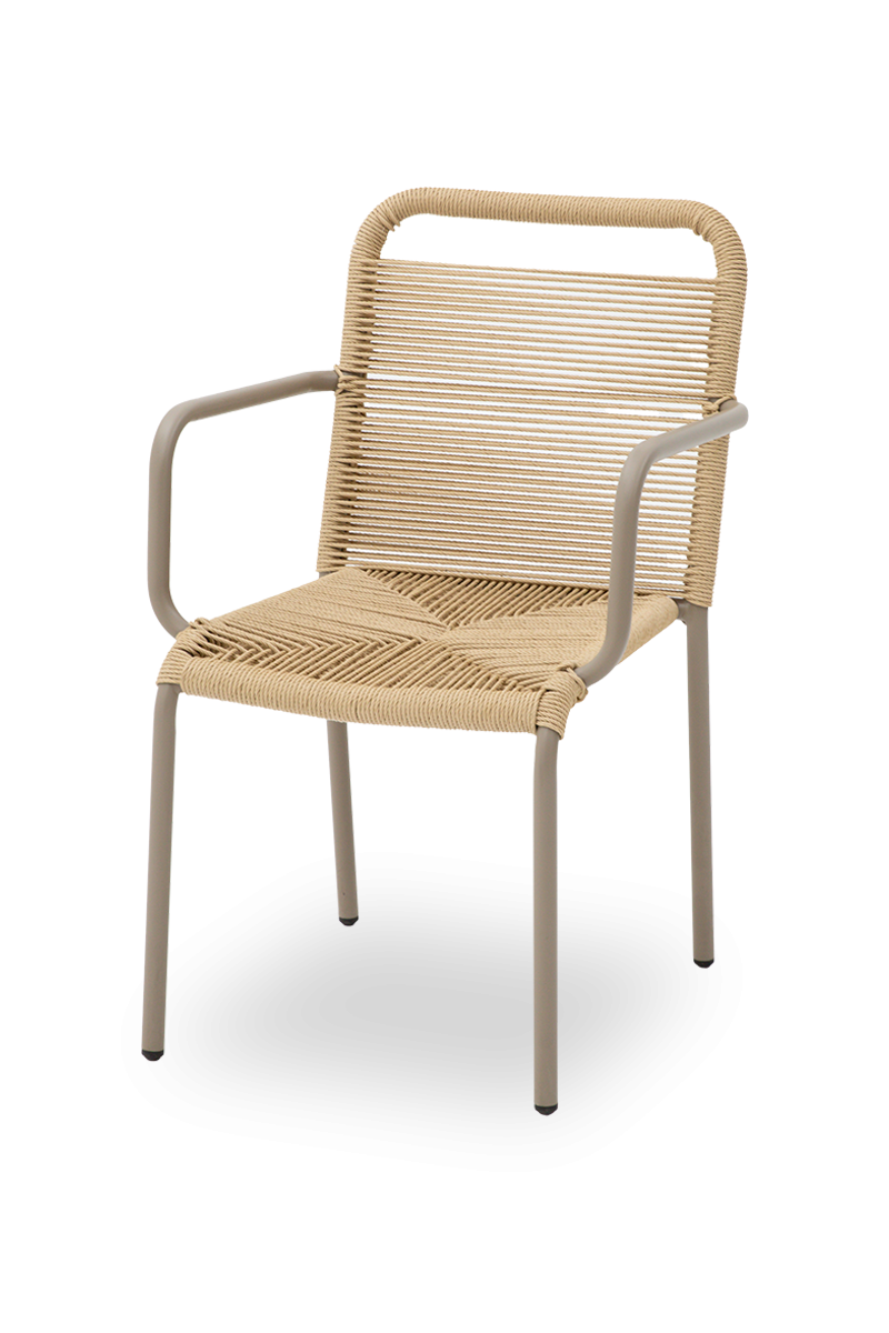 Maniago buitenstoel in beige met armleuning