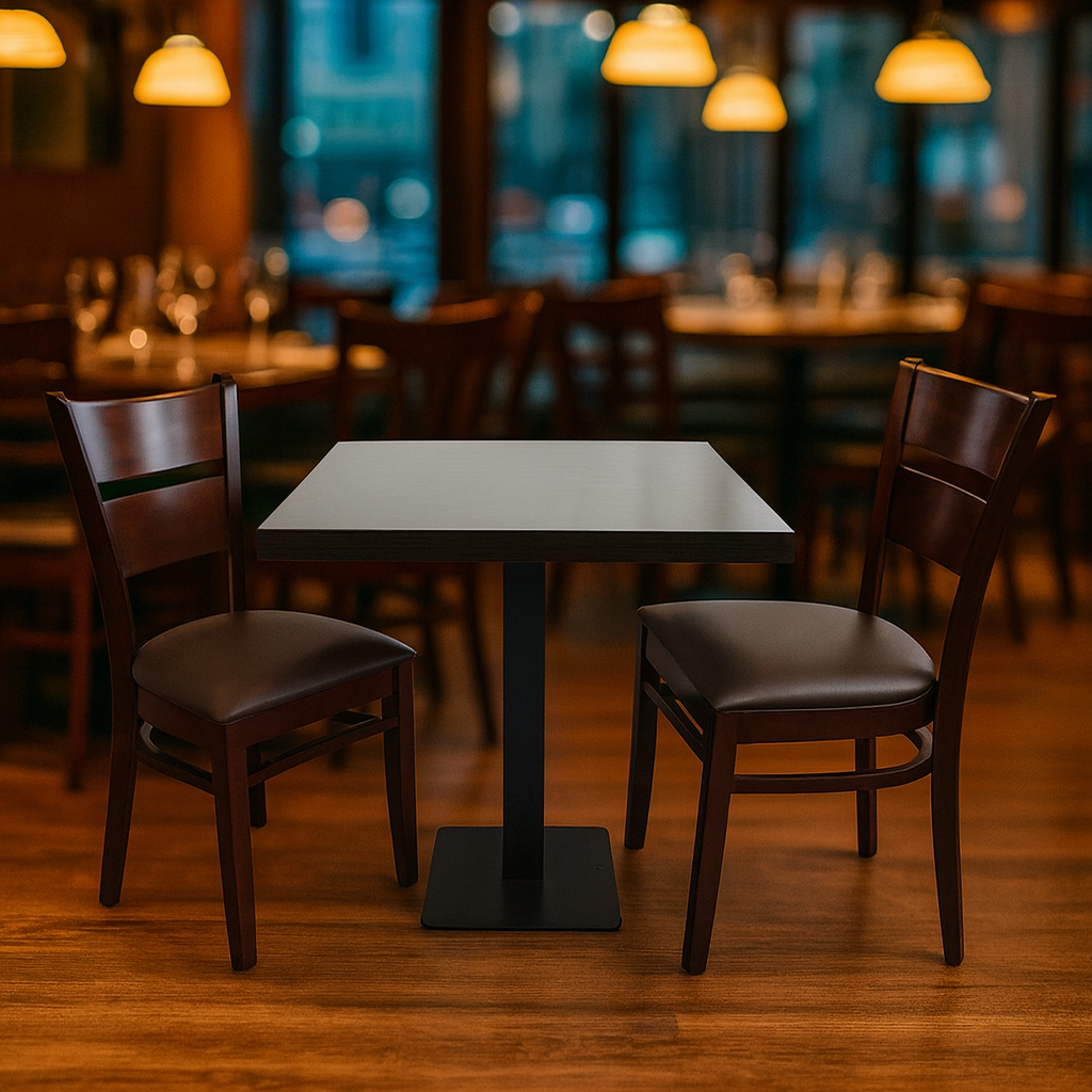 1+2 Restaurant Set 70x60x3,6cm Grace Hotel Bistro Tafelpoot Stoelen Gastronomie Meubilair