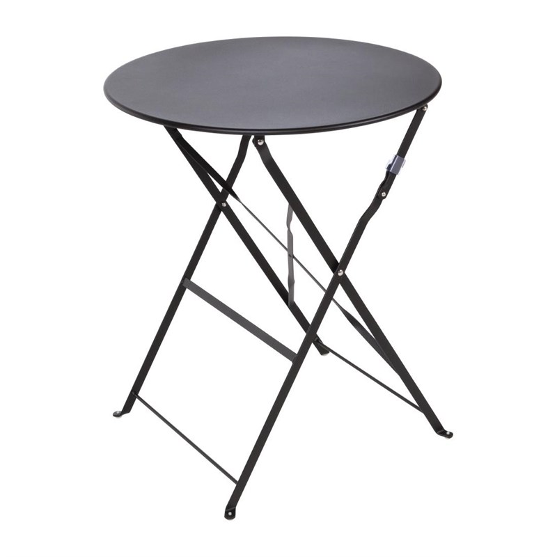 Outdoor Bistro Tisch 59,5cm Rund Schwarz Stahl - Geneve klappbar