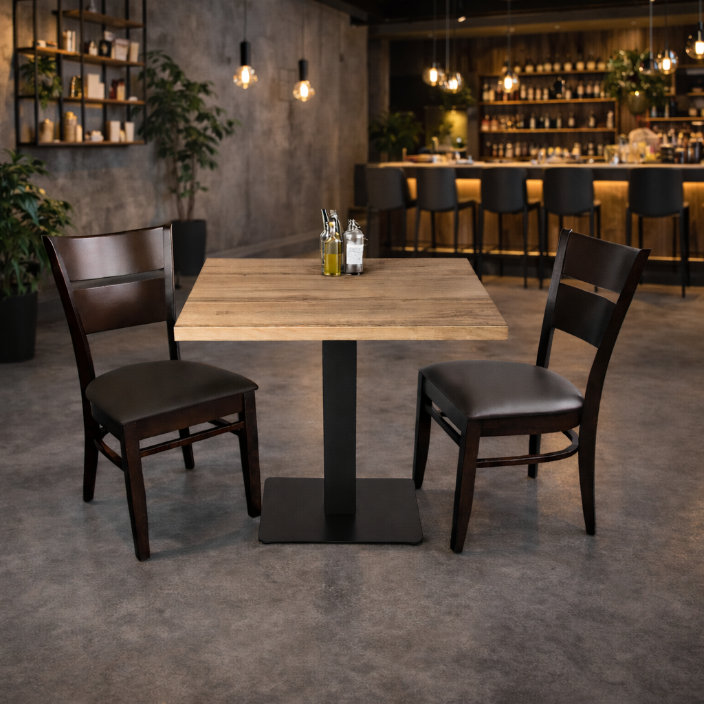 1+2 Restaurant Set 60x60cm Grace Hotel Bistro Tafelpoot Stoelen Gastronomie Meubilair