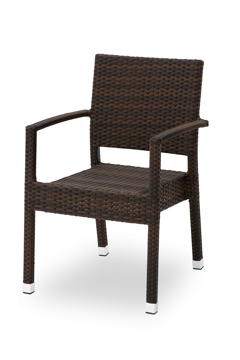 Polyrattan stoel Venetië bruin met armleuning