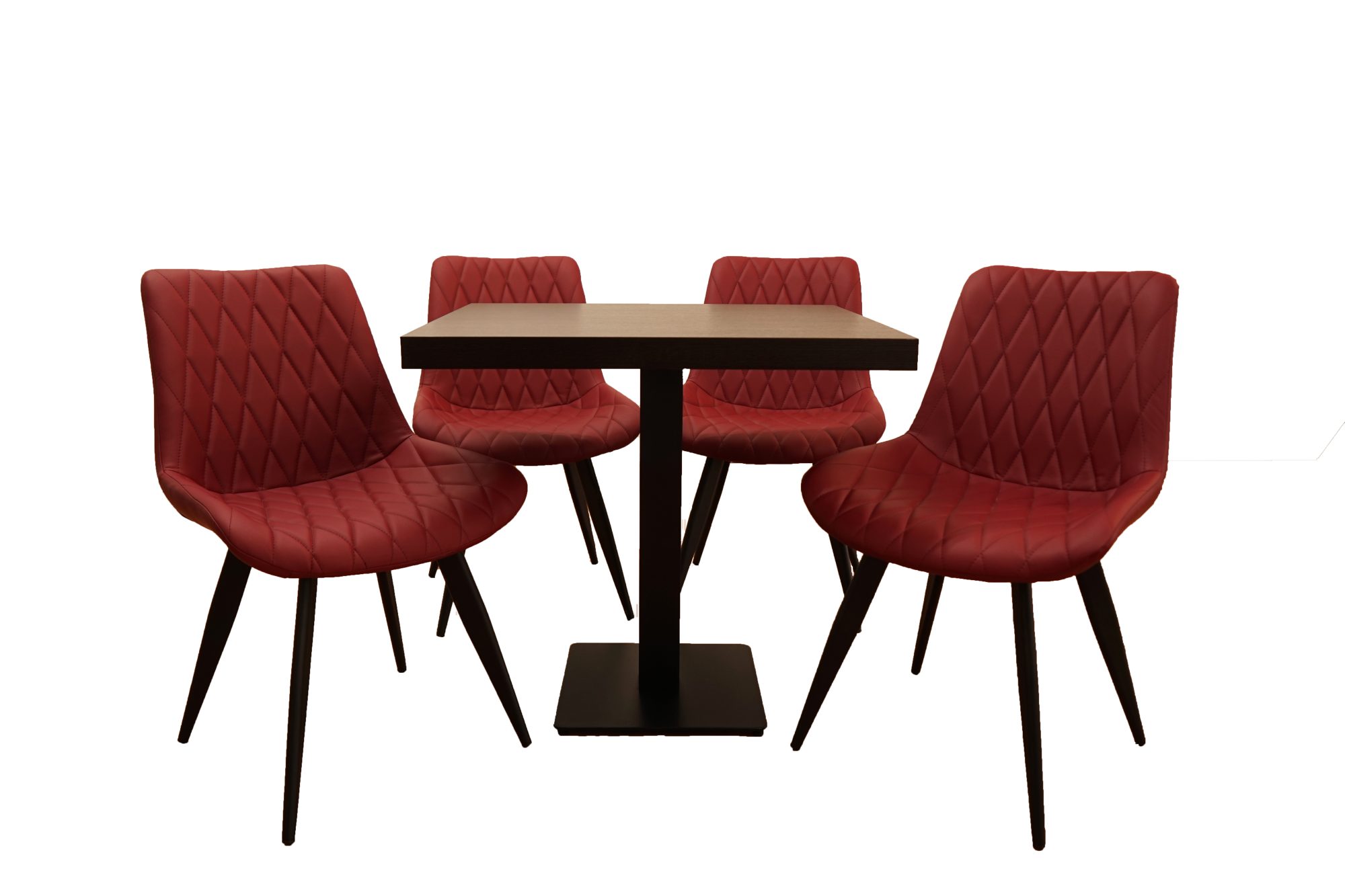 1+4 set 120x80cm scharlaken bordeaux restaurantstoelen hotel bistrotafels