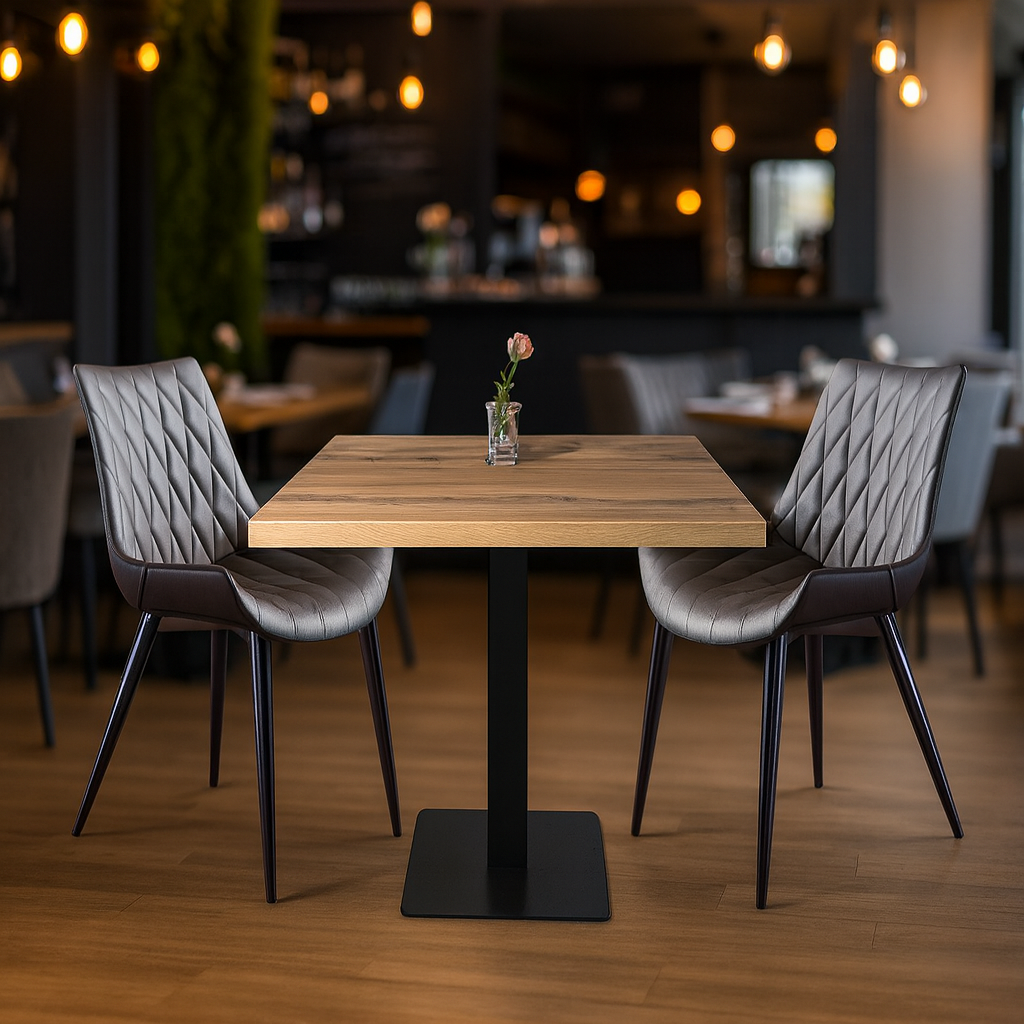 1+2 set Donkerbruin Scarlet 70x70 Restauranttafel en stoelen