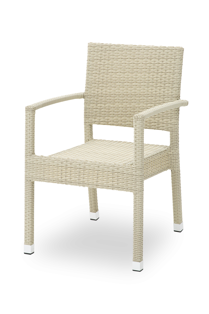 Polyrattan stoel Venice Beige met armleuning