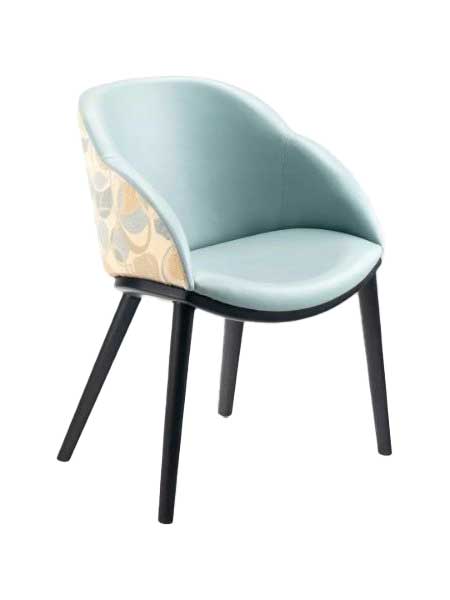 Restaurant Bistro Stuhl Abstract Stoff Beige Blau gepolstert